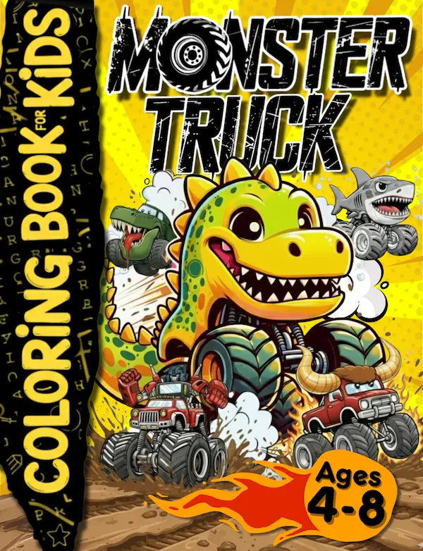 Monster Truck Coloring Book for kids 4-8
