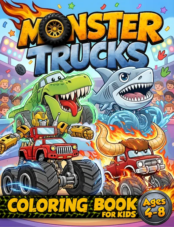 Monster Truck Coloring book for kids 4-8